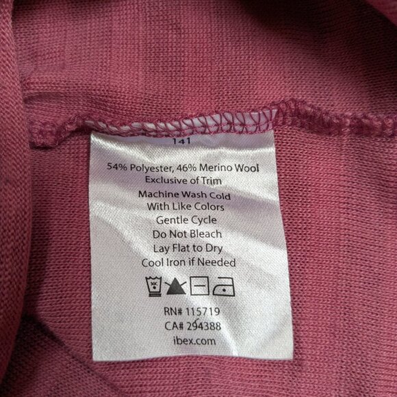 IBEX Hooded Long Sleeve Shirt Merino Wool Blend Women's Large Pink Shadow Stripe - Picture 7 of 12